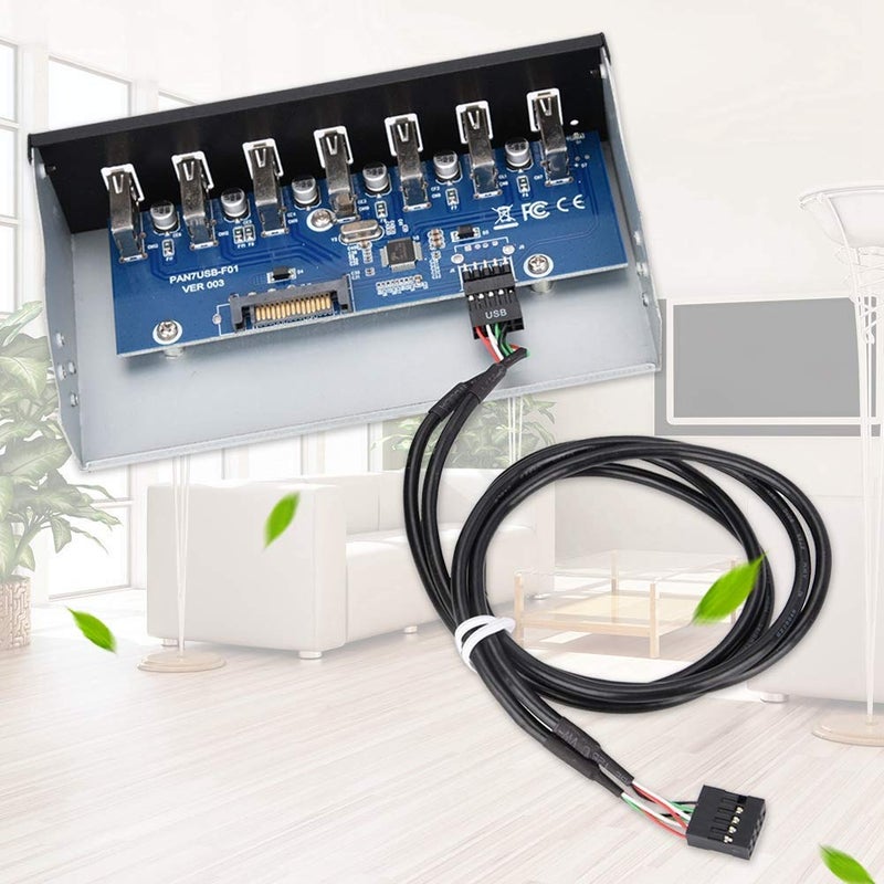 fosa USB 2.0 HUB 5.25 Inch Internal Front Metal Panel 5.25 Inch 7 Port USB Hub Drive Panel 9PIN to 6 Port USB2.0 Panel Fit for 5.25 Inch Computer Case Scanner Typewriter - Image 4